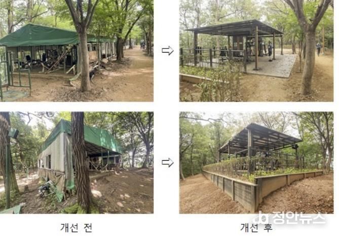 지양산 내 불법시설물 개선 전·후