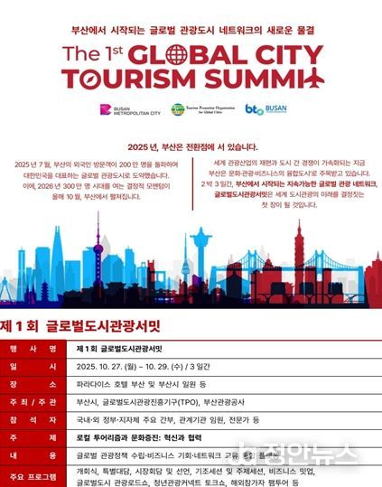 부산시, 미래 관광산업 선도할 '제1회 글로벌도시관광서밋' 개최