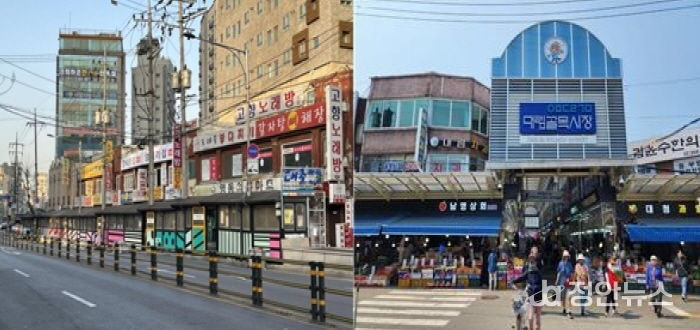 대조시장 전경(왼쪽), 대림골목시장 전경(오른쪽)