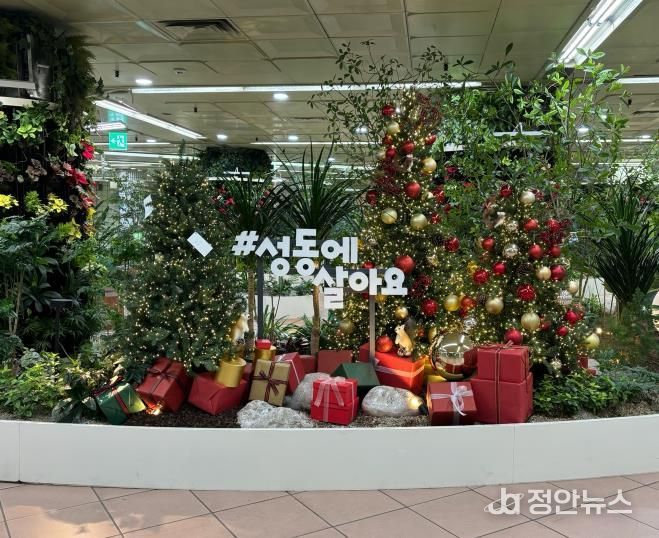 겨울 분위기로 새 단장한 ‘왕십리역 아래숲길’ 전경