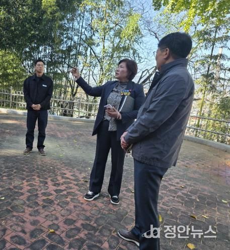 고성군의회 김원순 의원, 남산공원 ‘푸른 쉼터’ 미활용, 벽화 관리 등 현장 점검 실시