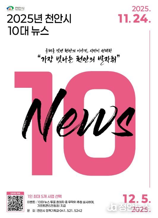 천안시, ‘2025년 10대 뉴스’ 온라인 시민투표