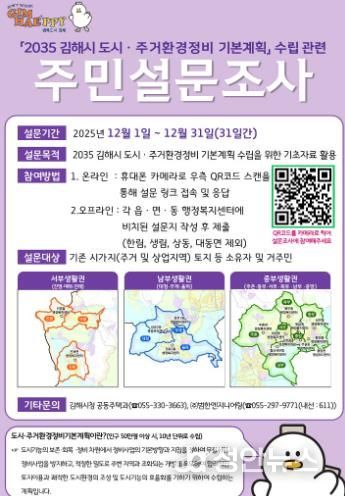 김해시, 2035 도시·주거환경정비 기본계획 수립 설문조사 실시