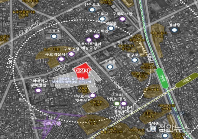 구로동 휴먼타운 2.0 시범사업 대상지 특별건축구역 위치도