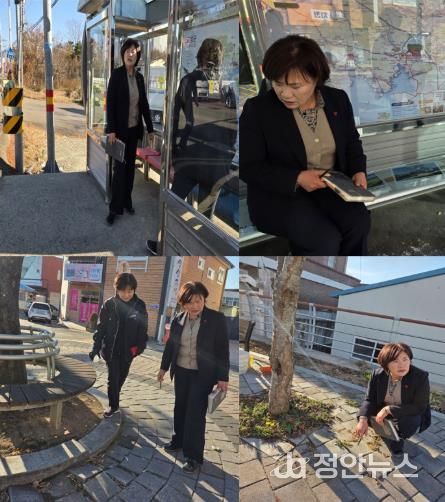 고성군의회 김원순 의원, 고성읍 버스정류장 온열의자·보행환경 긴급 점검