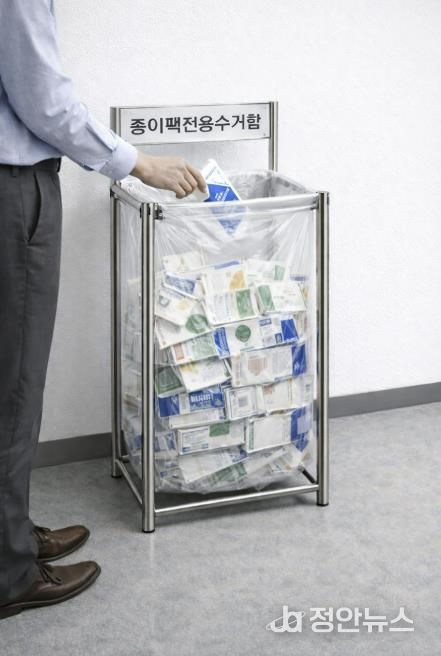 성남시 종이팩 전용 수거함 AI 생성 이미지