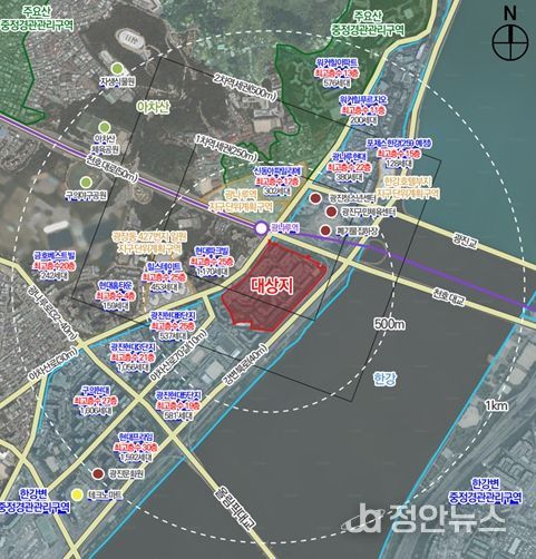 위치도 (광진구 광장동 218-1번지 일대)