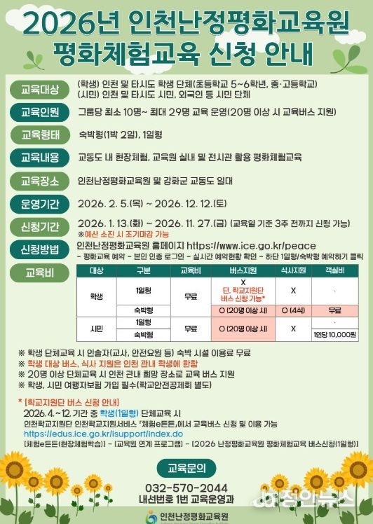 ‘2026년 평화체험교육’ 참가자 모집