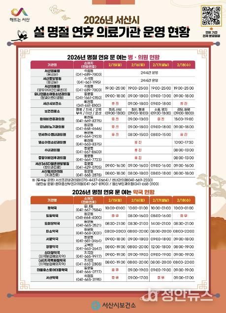 2026년 설 연휴 문 여는 병의원 안내 홍보물