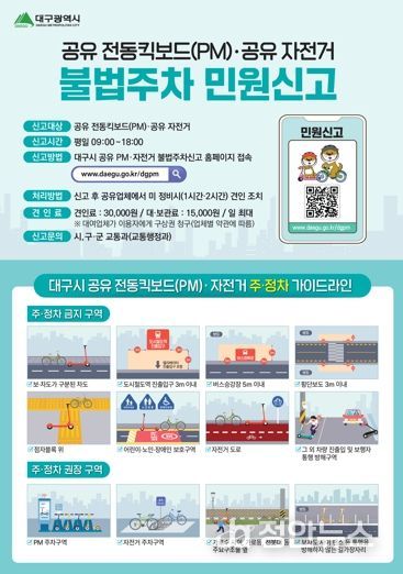 대구시 무단 방치 전동킥보드, 스마트폰으로 간편하게 신고하세요!